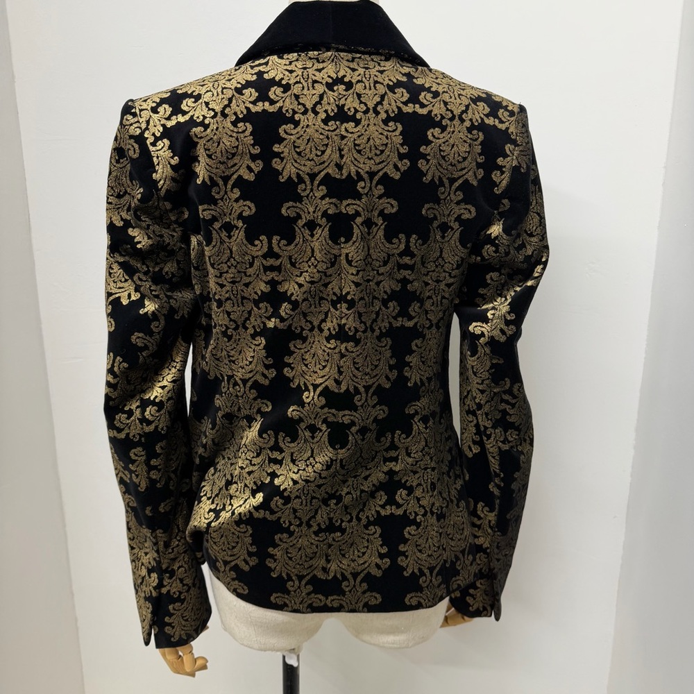 7 for all Mankind Black Gold Brocade Blazer Maximalist Retro Womans Size S - Picture 8 of 16